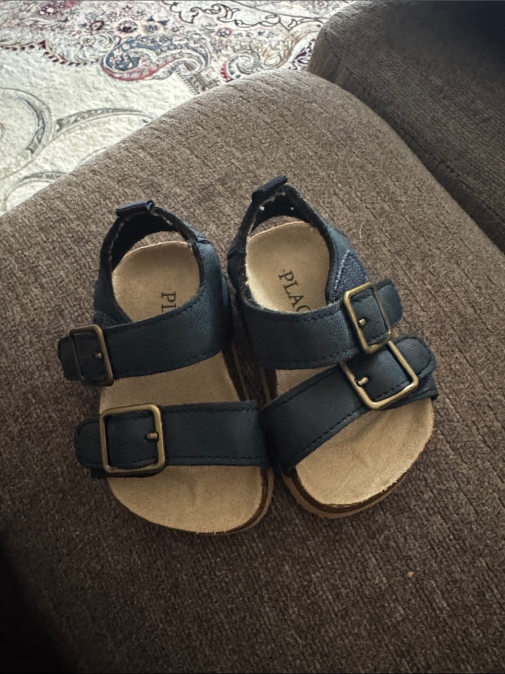 Place Black Double-Buckle Toddler Sandals